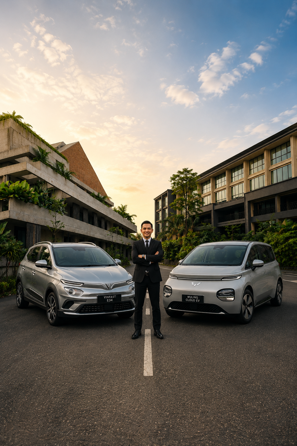 Tim profesional B-More Pro bersama armada mobil listrik